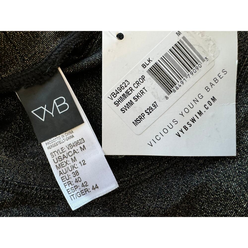 New ~ YOUNG FABULOUS BROKE YFB ~ Women's Black Shimmer Cropped Top Size M - Picture 5 of 5